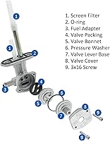 Vista 3 de M MATI Grifo de Combustible Petcock y Conjunto de Palanca para Yamaha ATV Kodiak 400 YFM400 Kodiak 450 YFM450 Grizzly 400 YFM400 Grizzly 450 YFM450