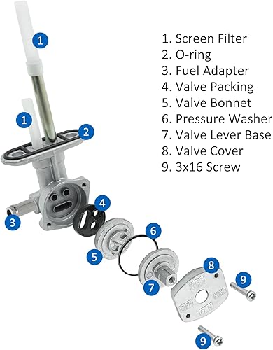 Miniatura 3 de M MATI Grifo de combustible y conjunto de palanca para Yamaha ATV Kodiak 400 YFM400 Kodiak 450 YFM450 Grizzly 400 YFM400 Grizzly 450 YFM450