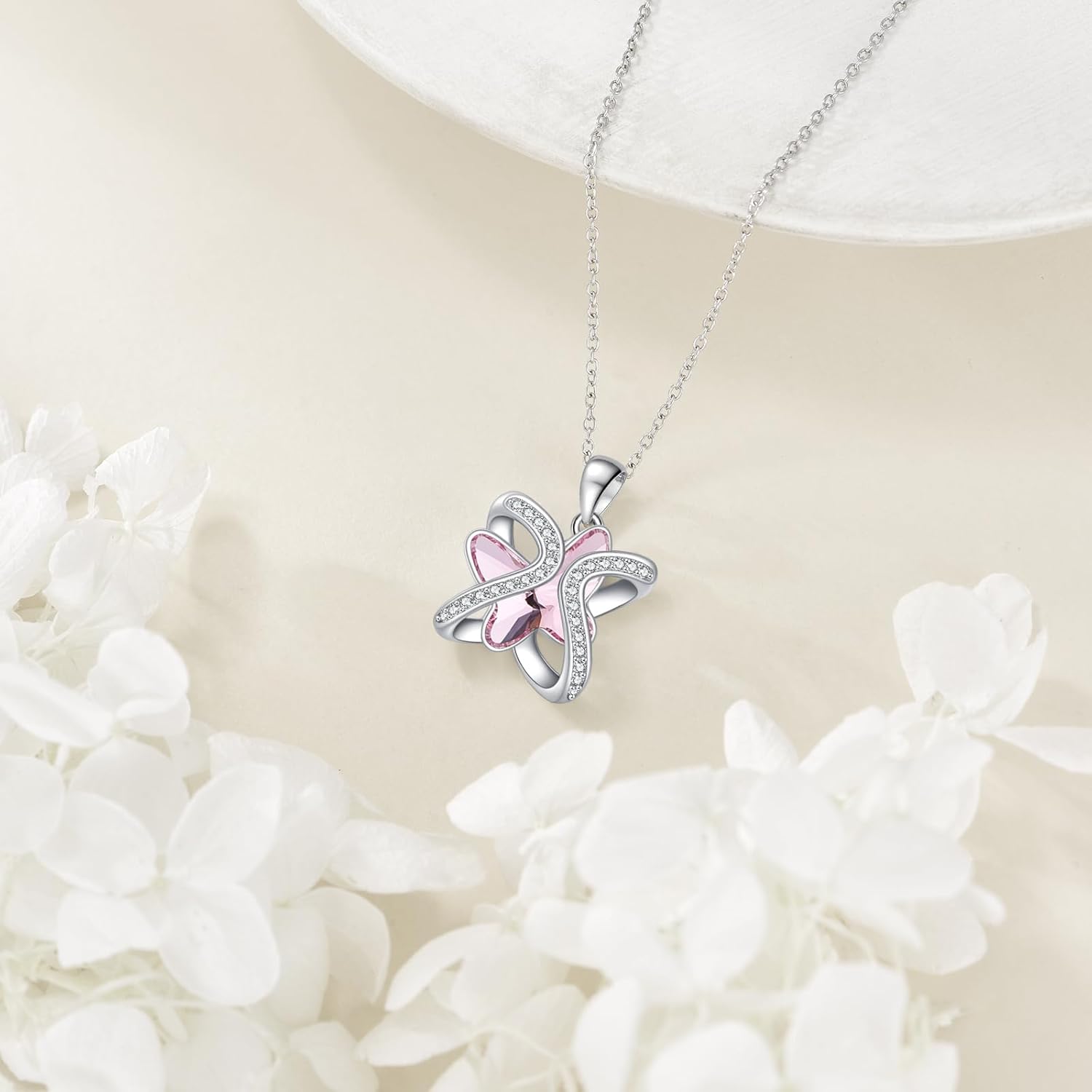 Crystal Necklace 925 Sterling Silver Crystal Pendant Necklace for Women Gift for Women - Image 4