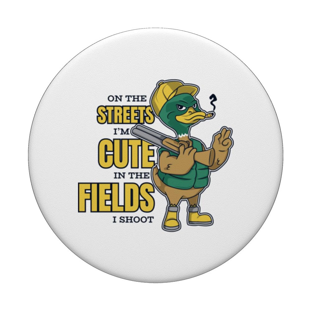 I'm Cute On The Fields I Shoot Turkey Duck Waterfowl Hunting PopSockets Swappable PopGrip, Black - Image 3