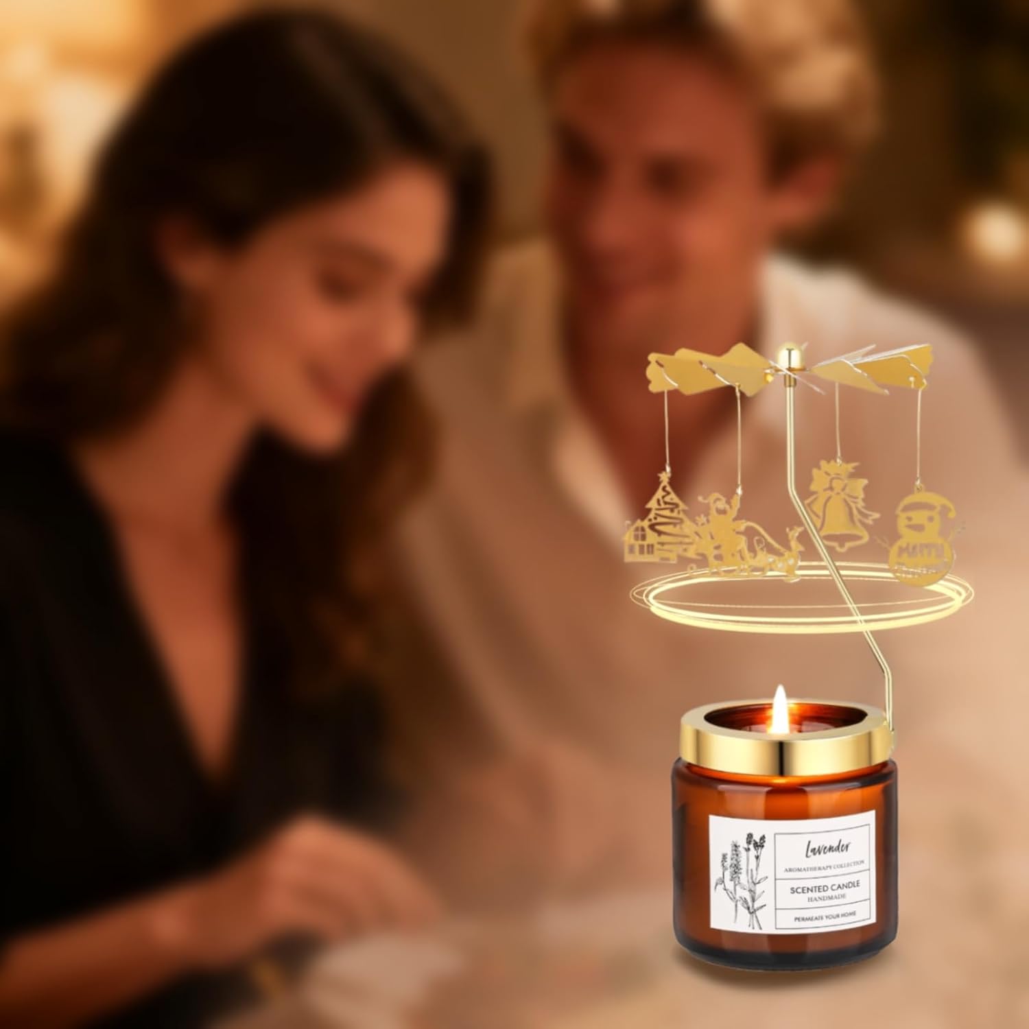 Christmas Candle Gifts for Women, Rotatable Lavender Scented Candle Gifts for Mom Wife Anniversary Valentine's Day Christmas, Unique Birthday Gift for Sister Girlfriend with Gift Box image 3
