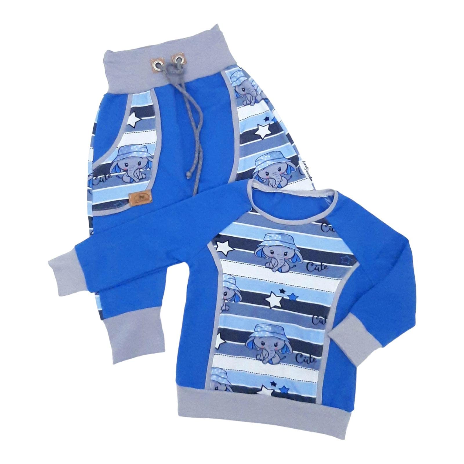 Pumphose + Shirt Elefant blau grau