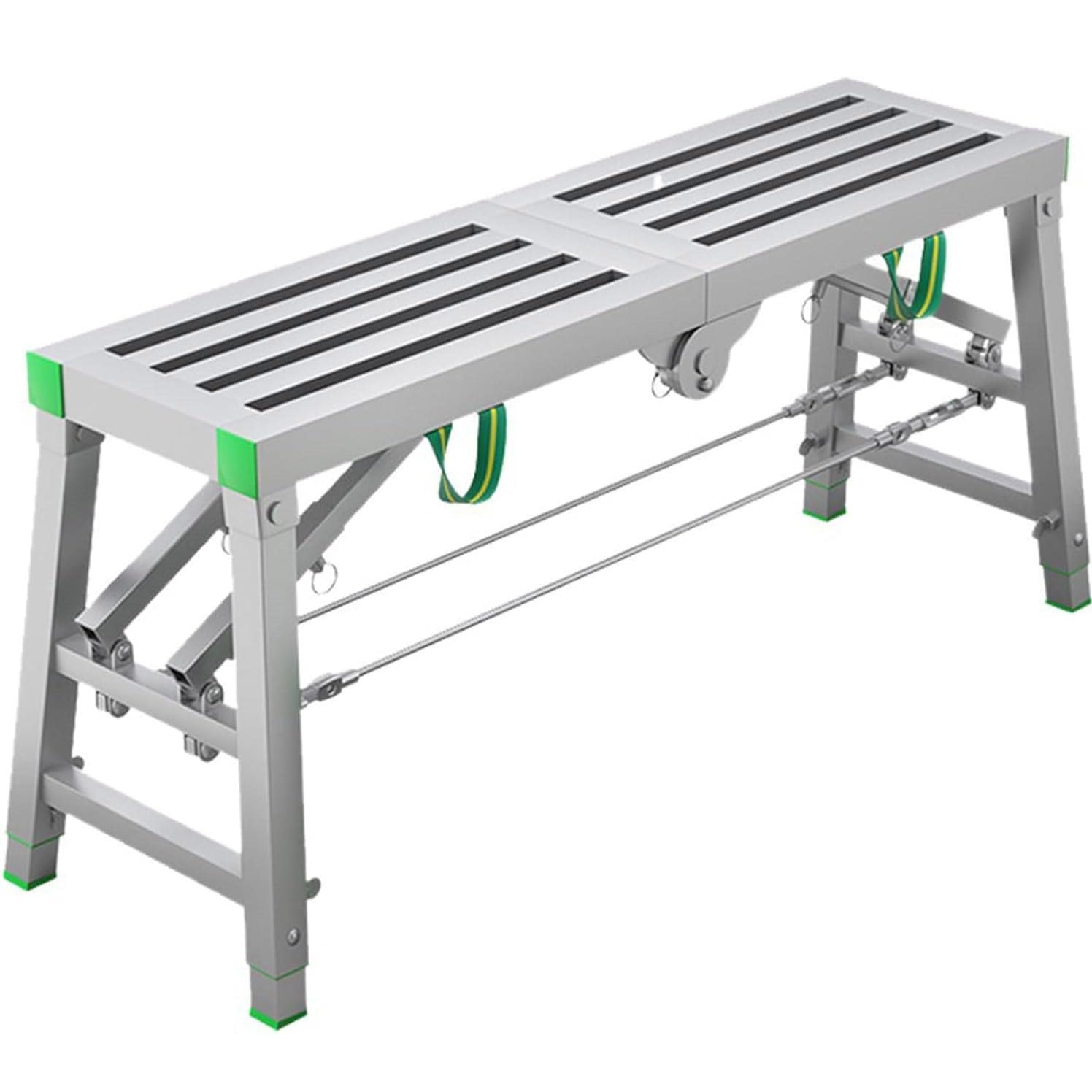 Aluminiowa platforma robocza, duży stołek składany, przenośny stół roboczy z matą antypoślizgową, udźwig 880 funtów, wytrzymały, regulowana wysokość, przenośny składany Polatform, 37 cm-200 cm (90-1