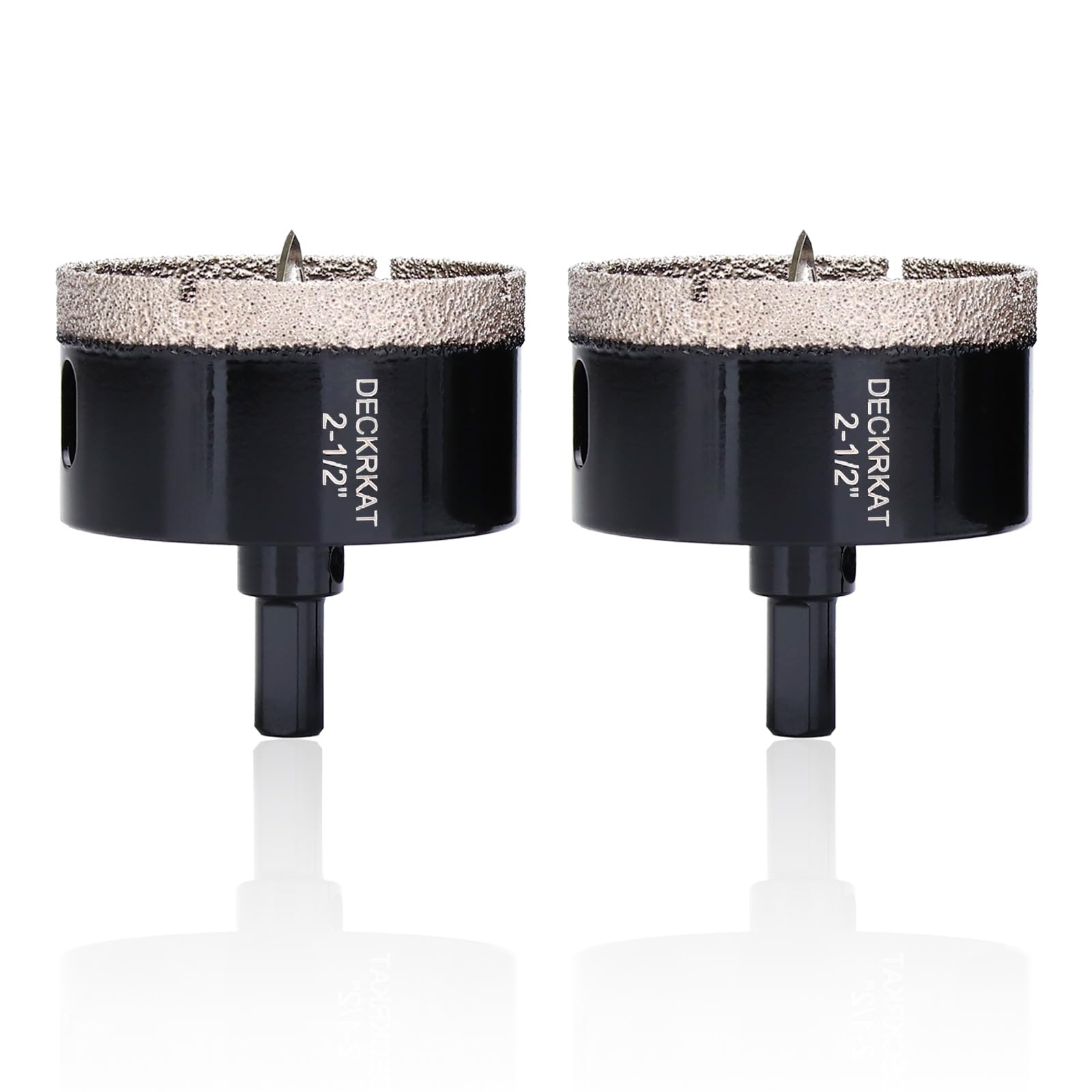 2-1/2 Inch Diamond Hole-Saw Bits with Pilot Drill Bit - 2pc 2-1/2" Diamond Tipped Tile Hole Saws with Guiding Bit Accurate Drilling for Porcelain Tile