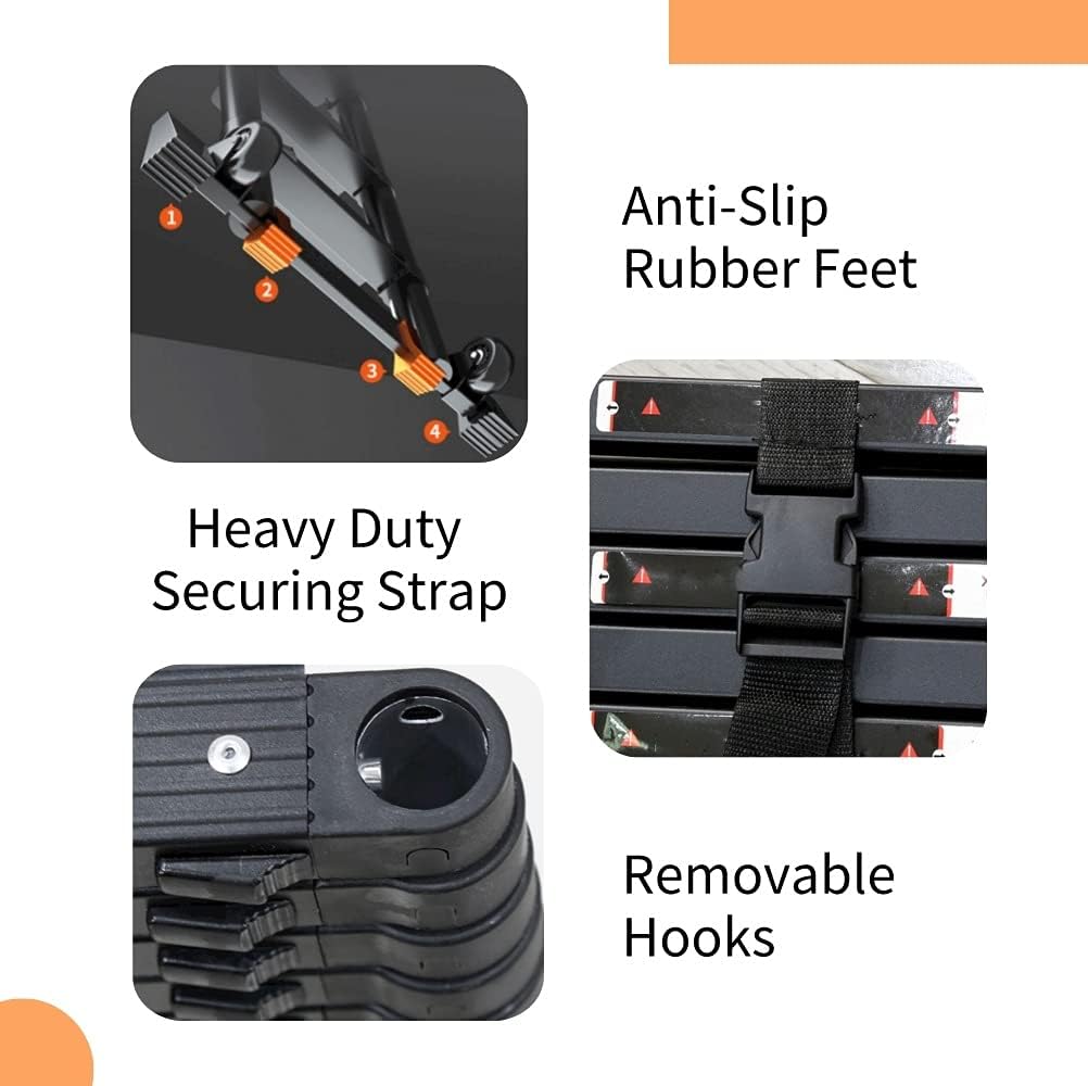 Aluminum Telescopic Ladder with Hook Extendable Folding Ladder for Home Attic Mobile Home Outdoor Roof Sturdy Extension Ladder with Adjustable Height