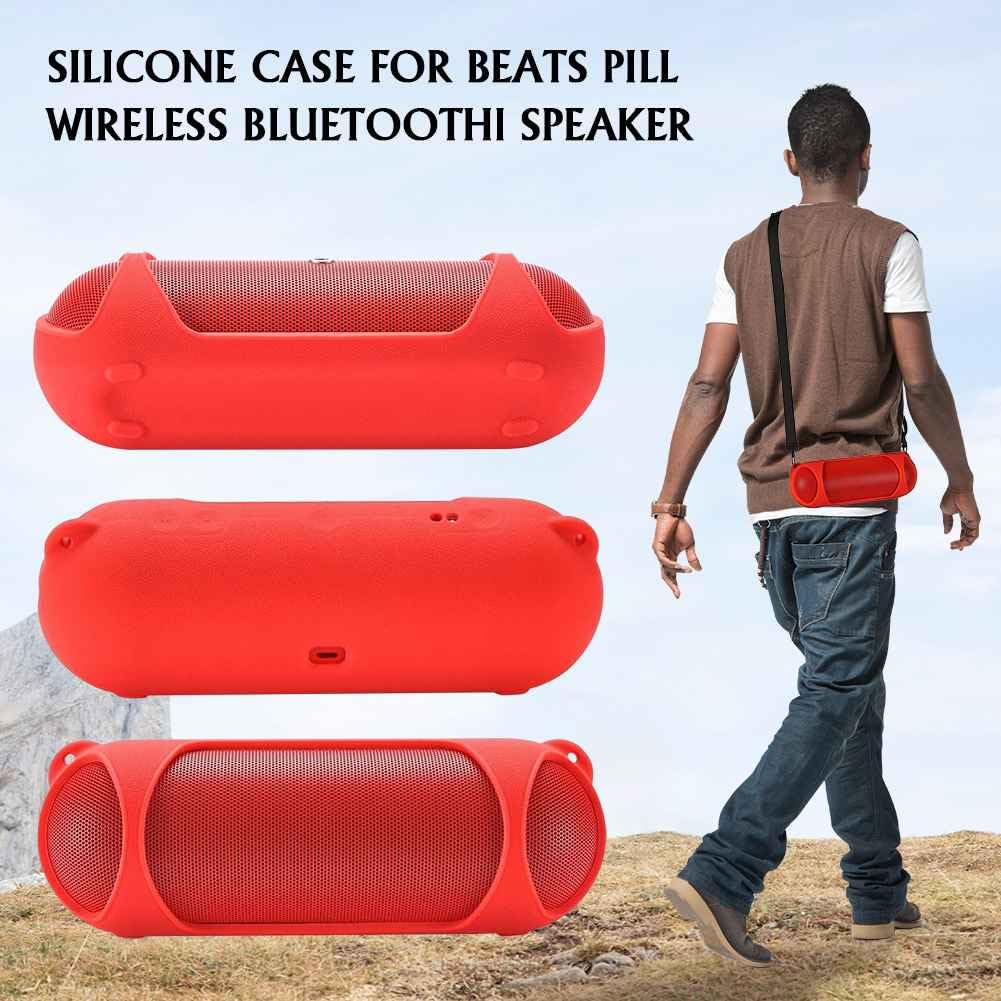 Funda de Silicona para Altavoz Bluetooth Beats Pill, Estuche Portátil Antigolpes con Correa de Hombro, Protector para Viajes