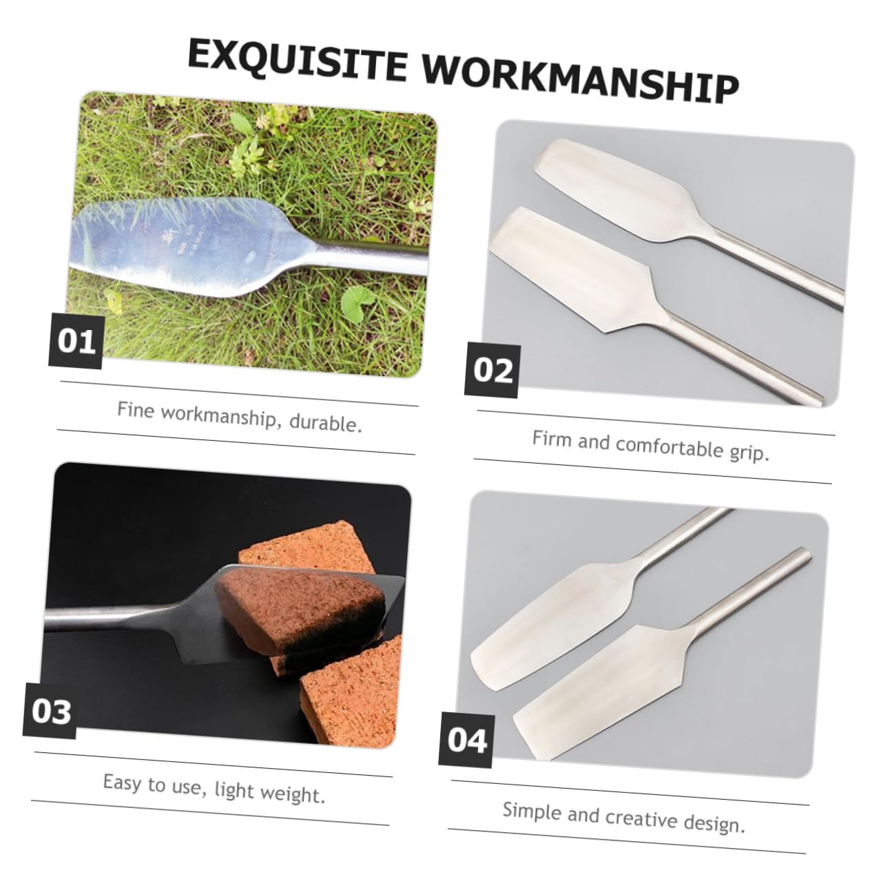 Cazzuola per Mattoni in Acciaio Inox 304 Utensile Manuale per Muratura Bordatore per Calcestruzzo Impugnatura Ergonomica Adatta per Livellare Cemento e Intonaco in Cantiere
