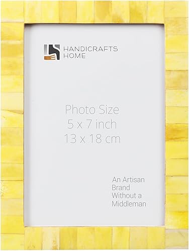 Armazón para fotos de madera desgastada, vintage, artesanía, hecho a mano, natural, clásico, tamaño 4x6 5x7 pulgadas, Amarillo, 5x7