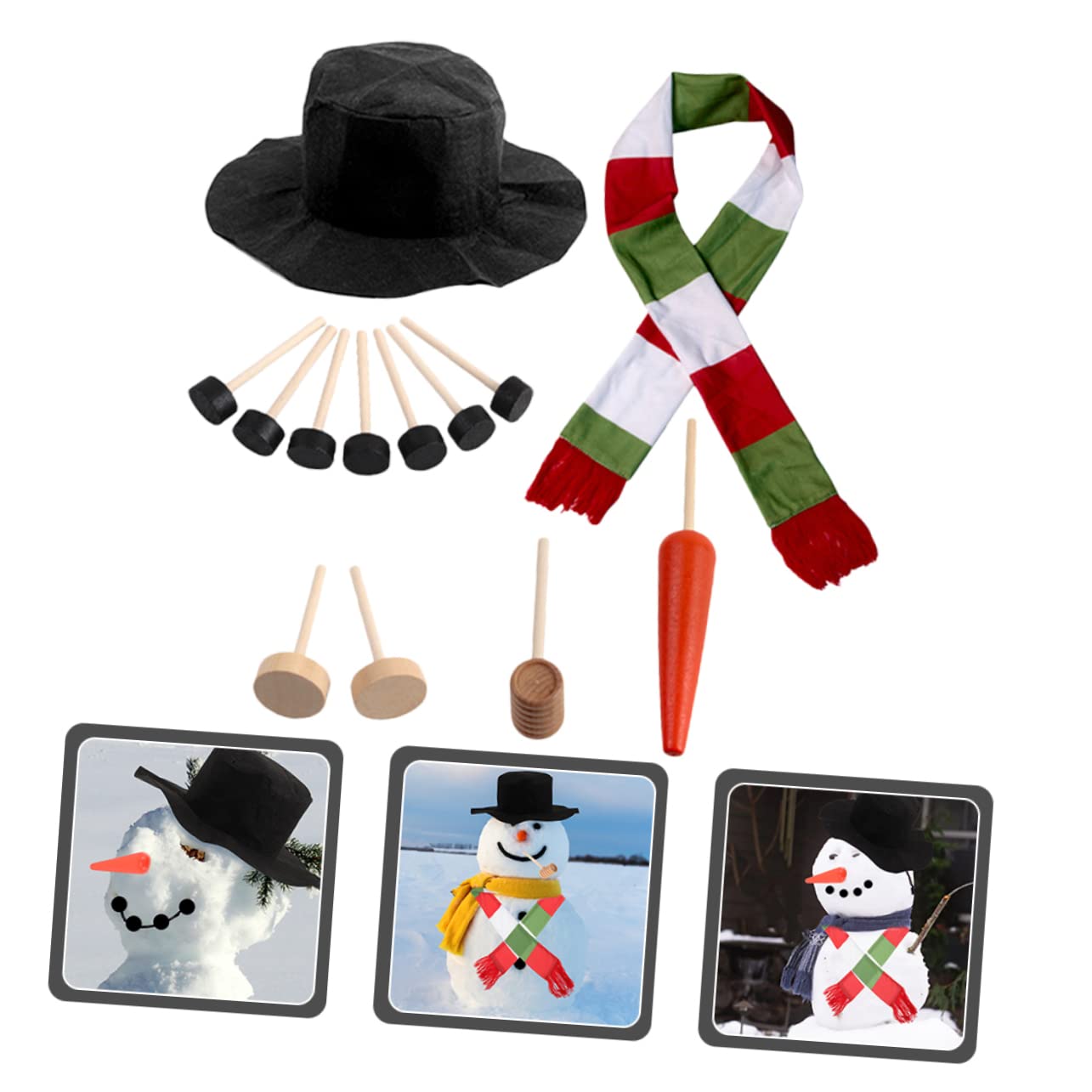PRETYZOOM 5 Sätze Schneemann verkleiden Karotten-Schneemann-Nase Schneemann Bausatz winterdeko weihnachtsbekleidung weihnachtspresent Schneemann- weihnachtsschneemann Requisiten hölzern
