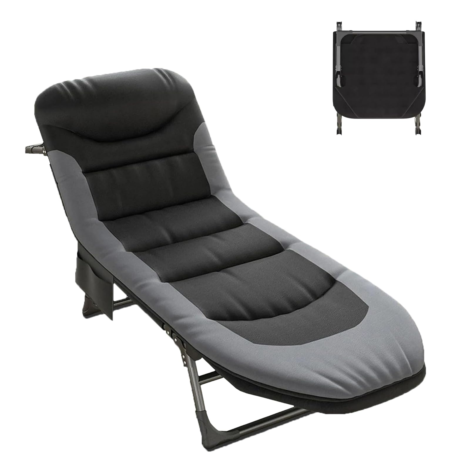 Lettino da Campeggio con Cuscino, Schienale Regolabile in 6 Posizioni, Letto Campeggio Adulti, 190 X 65 X 30 cm, Brandina Campeggio Pieghevole per Campeggio, Giardino, Balcone(1)