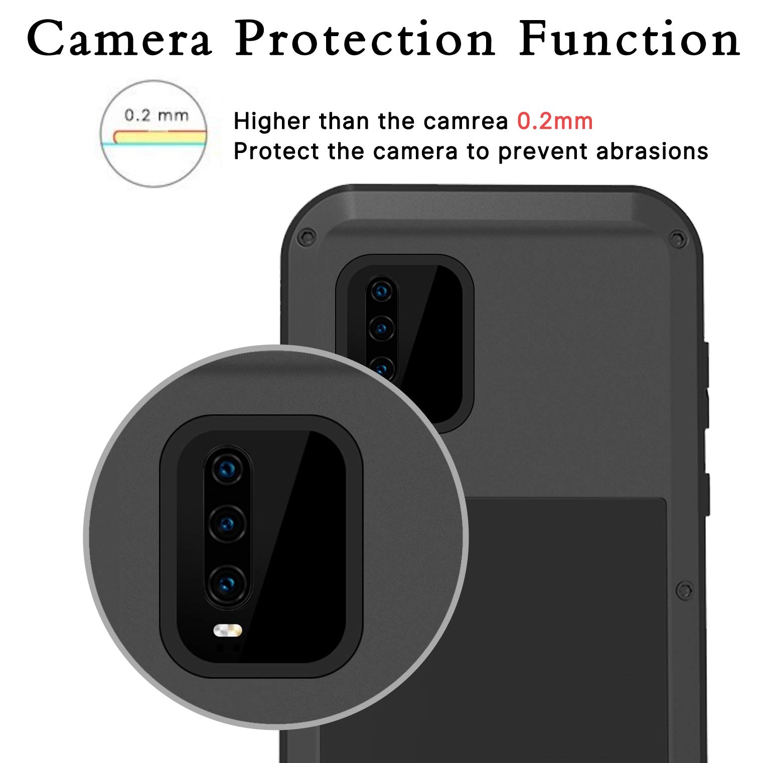 Simicoo Custodia protettiva ibrida in metallo per Huawei P30 Pro, in silicone, antiurto e resistente agli urti, con protezione schermo in vetro temperato per P30 Pro (P30 Pro, Red
