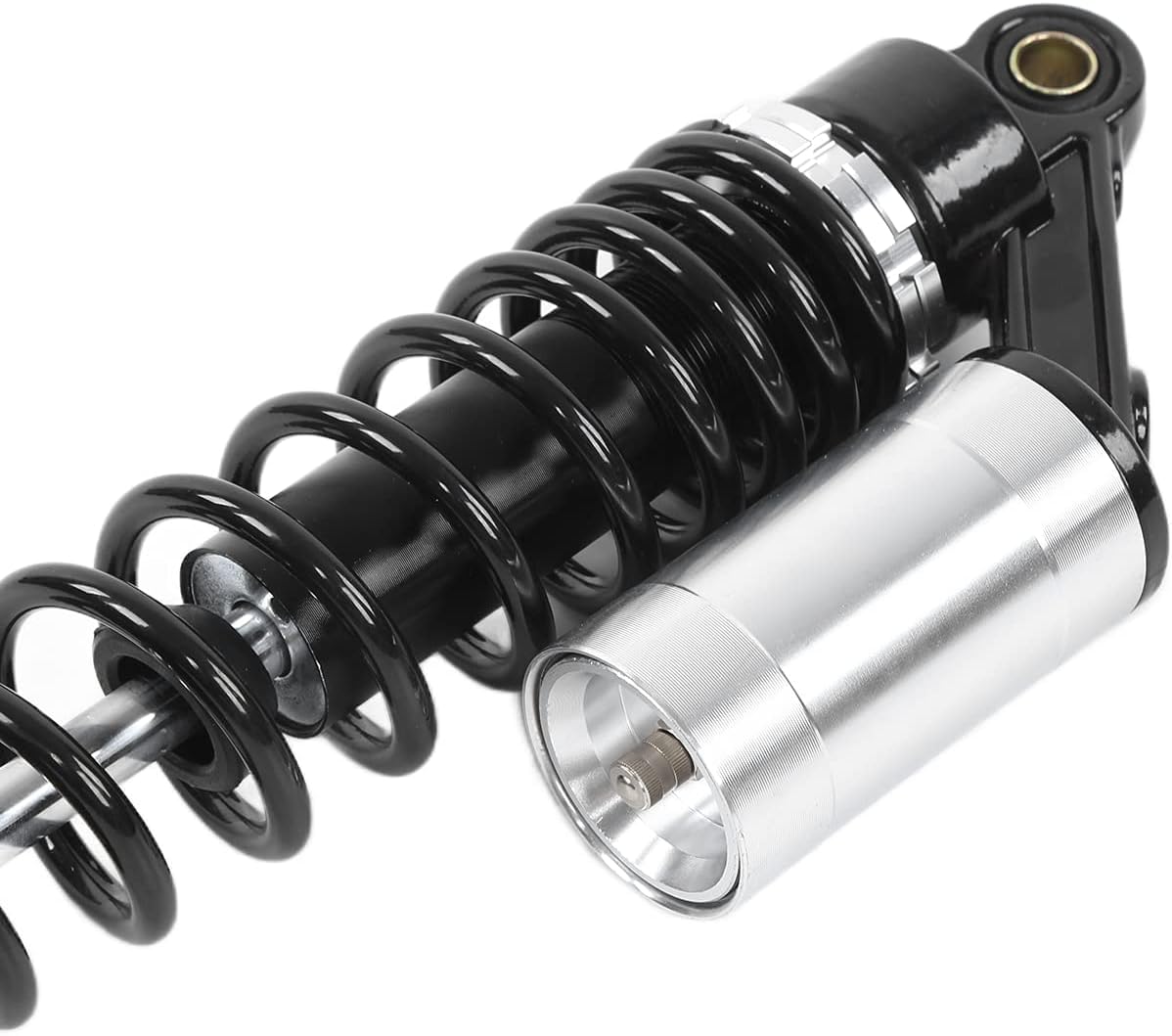 Aramox Amortisseur de Moto Arrière Universel, 340mm, Paire de Suspension à Ressort pour ATV SUV, Alliage d'Aluminium, Noir et Argent