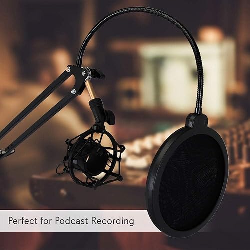 Miniatura 2 de Pyle Soporte de micrófono con brazo de suspensión brazo de tijera ajustable con soporte de choque y filtro pop, extensión de 3.1 pies, instalación