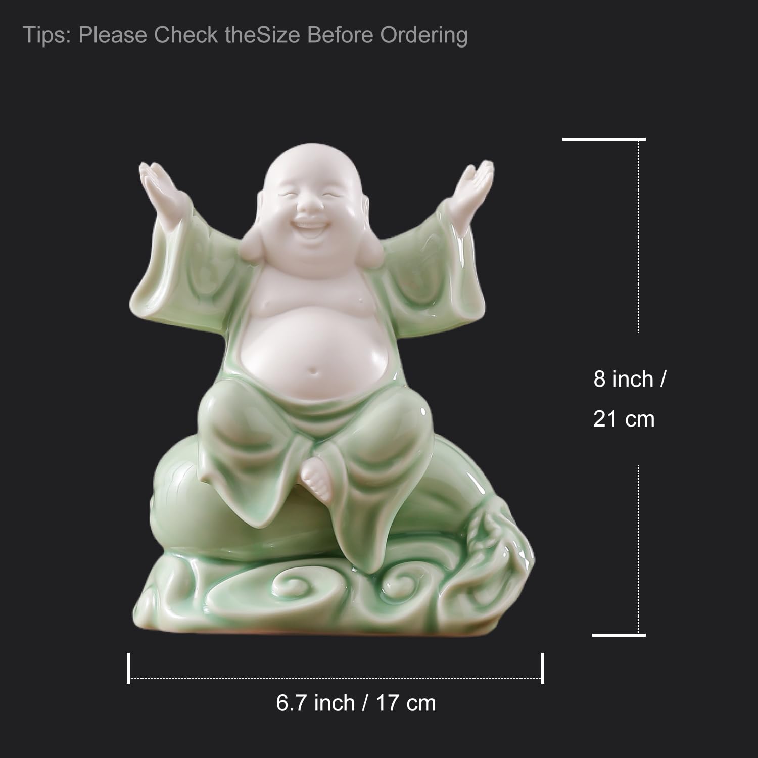 Amazon.com: Houlu 8 Inch Green Laughing Buddha Statue for Good
