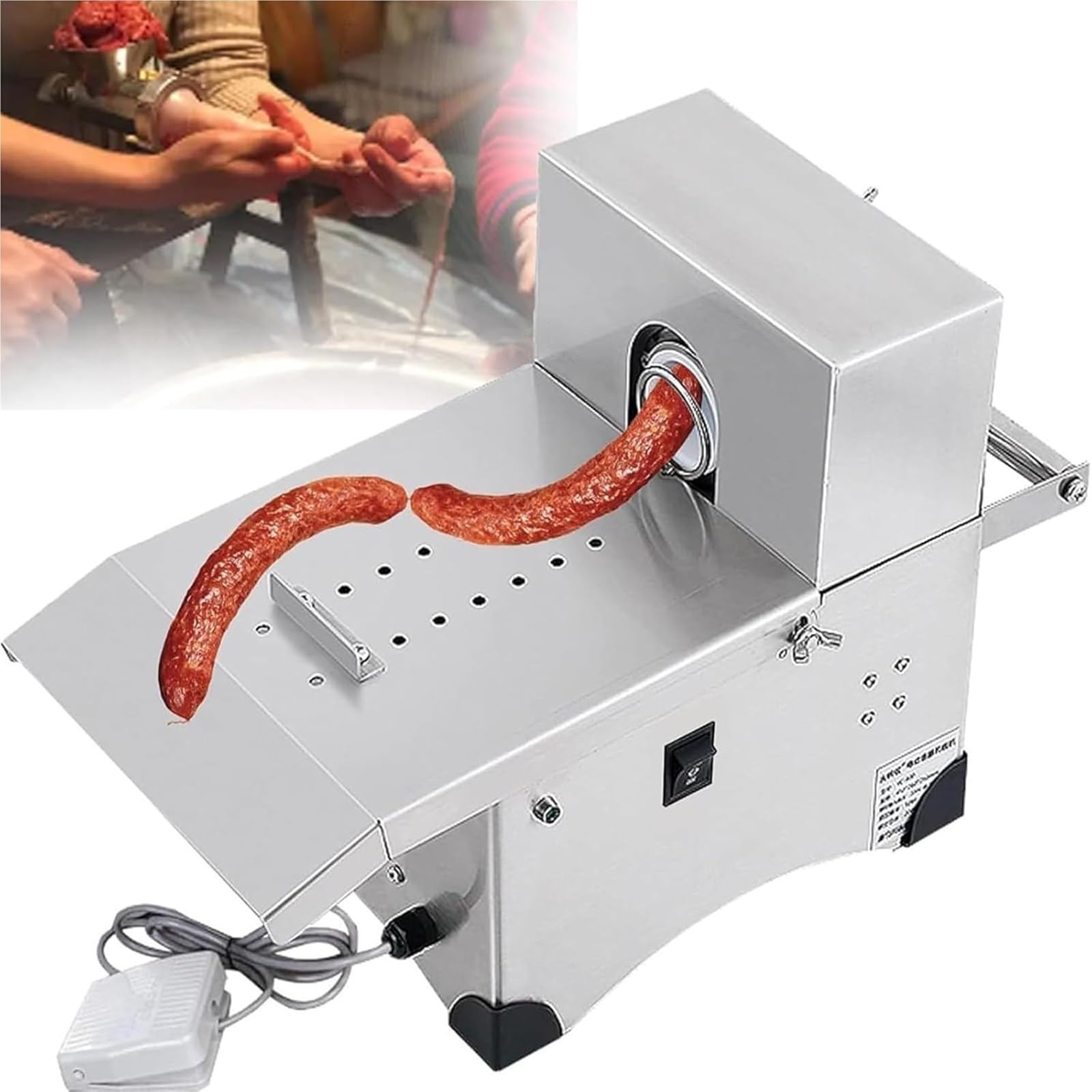 XNZJHPP Electric Sausage Tying Machine - Adjustable Length, Easy to Clean, Foot Switch Control, Ideals for Food Factories, Restaurants, and Home Use - Efficient Sausage Binding Solution