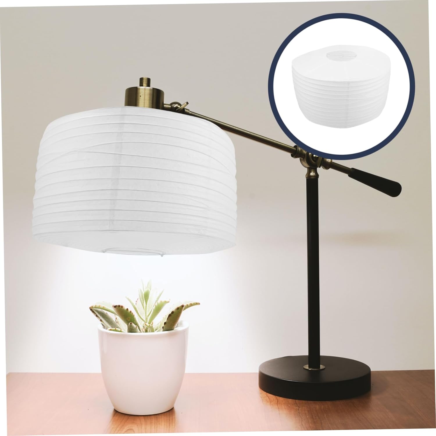DOITOOL Grey Oversized Paper Lantern Shade for Drum Lamp Cover Diy Replacement for Ceiling Lamp Unique Lampshade Sturdy Paper Material