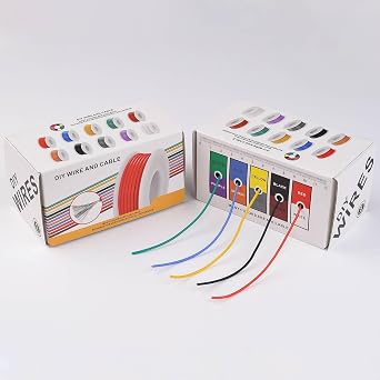 20 Gauge Wire Stranded Electrical Wire 20 AWG Electric Hook Up Wire Kit Flexible Silicone Tinned Copper Wires, OD:1.8mm, 5 Colors 19.6ft Each, with Free 20pcs 3mm Heat Shrink Tubing