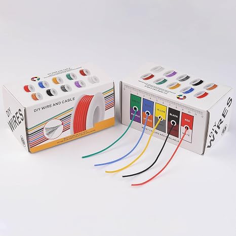 20 Gauge Wire Stranded Electrical Wire 20 AWG Electric Hook Up Wire Kit Flexible Silicone Tinned Copper Wires, OD:1.8mm, 5 Colors 19.6ft Each, with Free 20pcs 3mm Heat Shrink Tubing