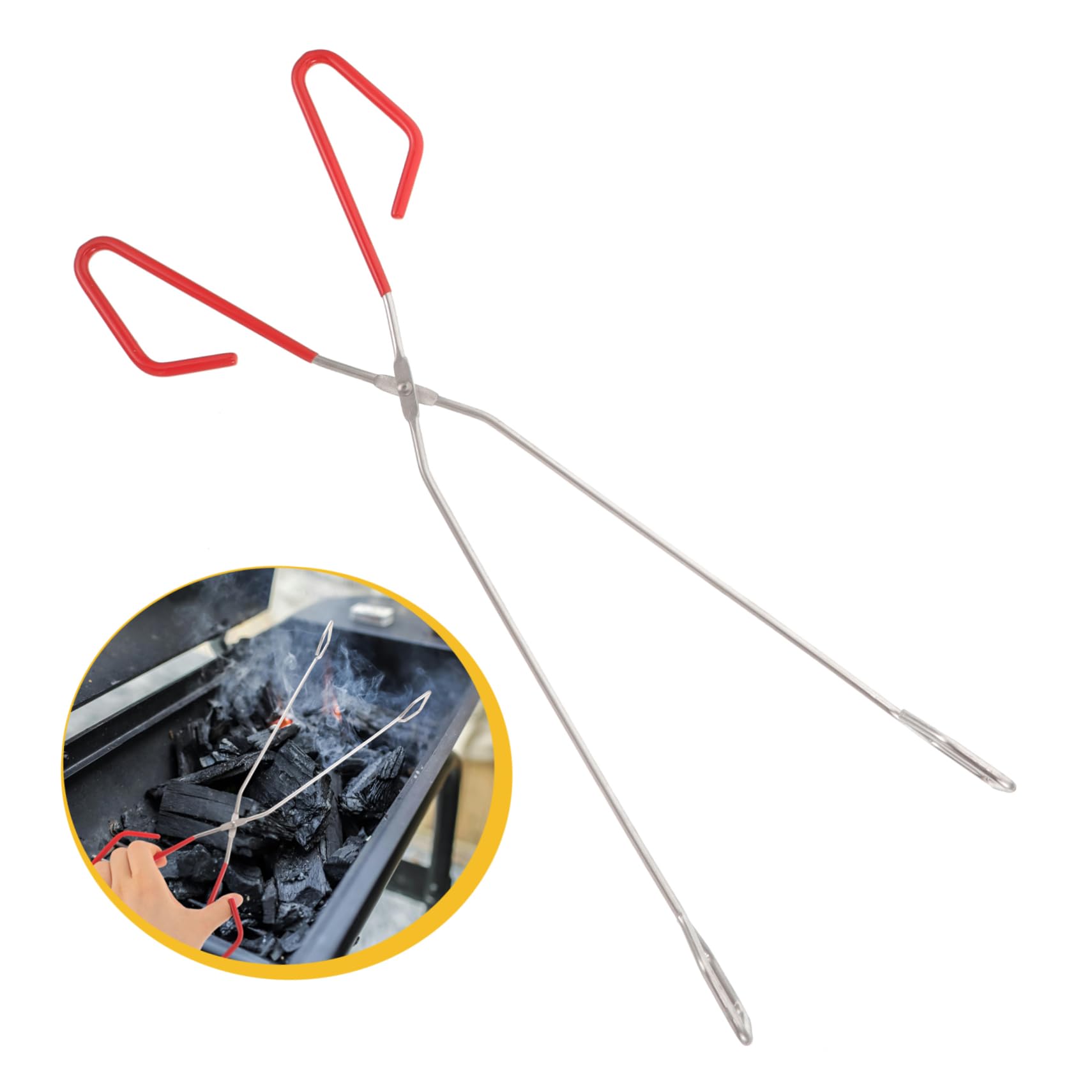 Hemobllo 3 Pezzi Pinze Da Estese Lungo Pinza Griglia Del Falò Carbone Attrezzo Torrefazione Grabber Cucinando Poker All'aperto Tronco D'albero Campeggio Acciaio Inossidabile