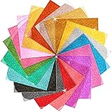 Glitter Iron on Vinyl, Ohuhu 19 Pack Sheets Heat Transfer Vinyl, 19 Assorted Colors HTV Vinyls Heat...