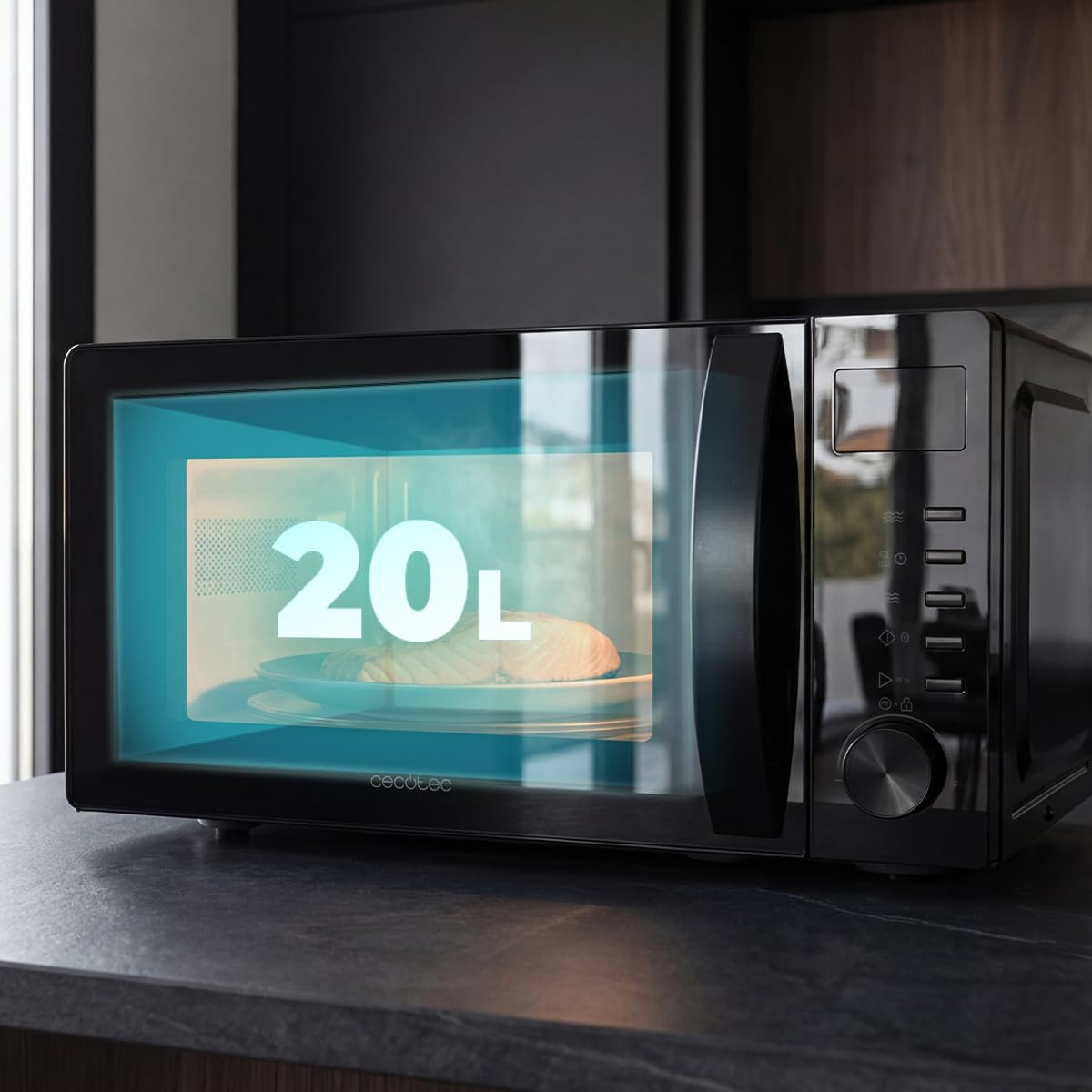 Cecotec Kuchenka mikrofalowa z Grill Proclean 5105 Black. 700 W, 20 l, technologia 3DWave, grill, 5 poziomów mocy, timer 30 min, rozmrażanie, wyświetlacz z zegarem, doskonałe zapiekanki