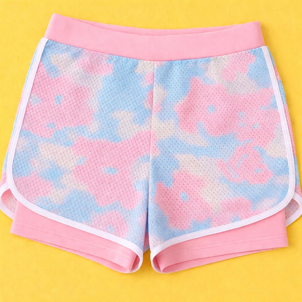 Bubble Berry Girls' Psychedelic Sky 2-Piece Swimsuit, Pink, 8-9 Years 2