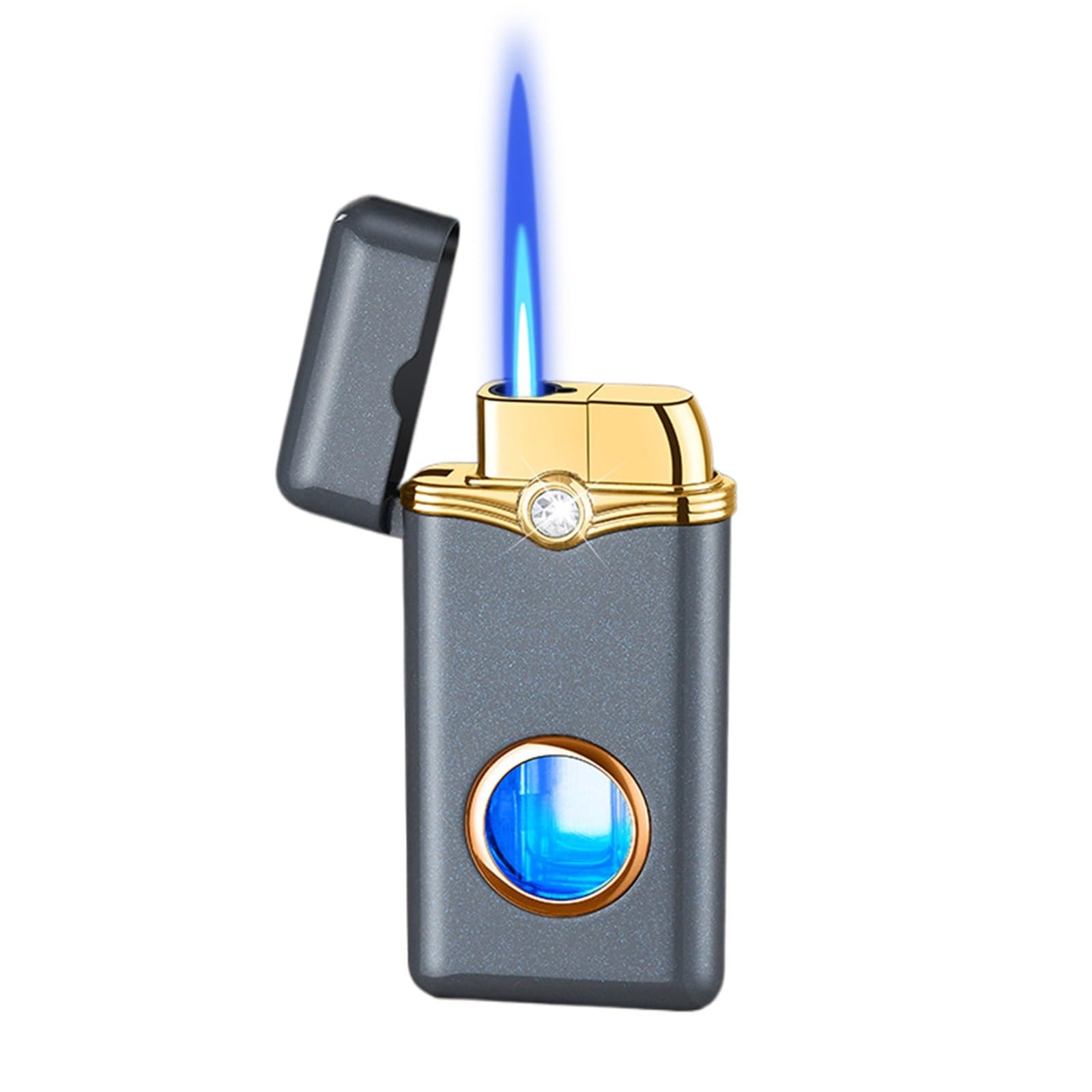 Accendino Rocket Fidget A Fiamma Blu – Antivento, Ricaricabile, Con Blocco Sicurezza E Rotazione Antistress