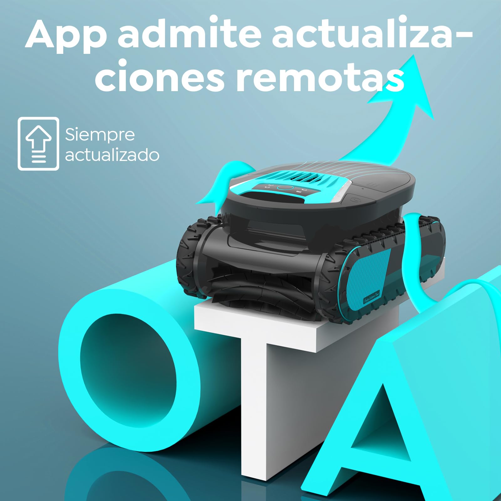 Pleco Pro Robot Limpiafondos Piscina, Autonomía 210 Min, Doble Filtro, 7 Modos, Control App, Limpiafondos Piscina Automático, 200 m²,Obsidiana