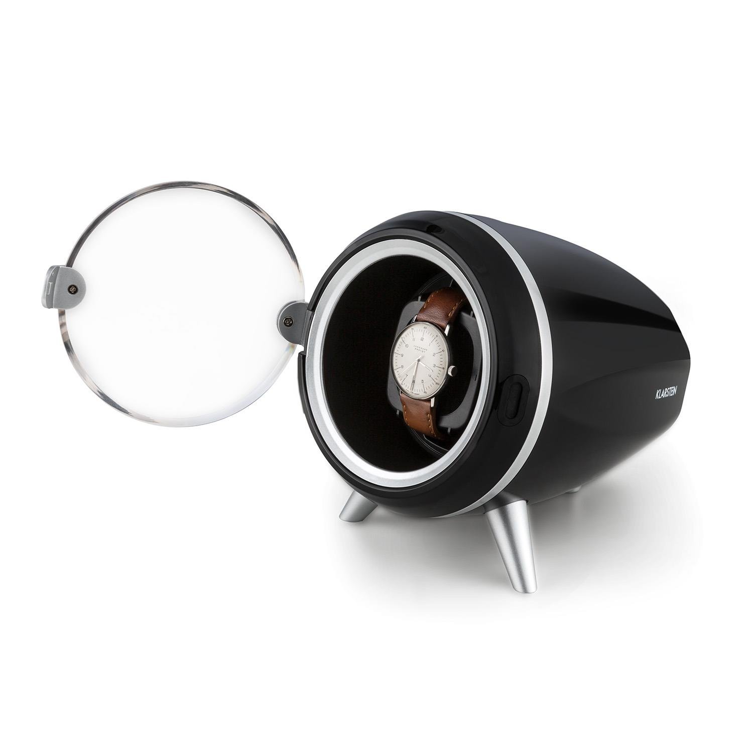 KLARSTEIN Sindelfingen Remontoir pour 1 Montre avec Rotation Droite & Gauche (Moteur ultrasilencieux, Protection antipoussière) - Noir