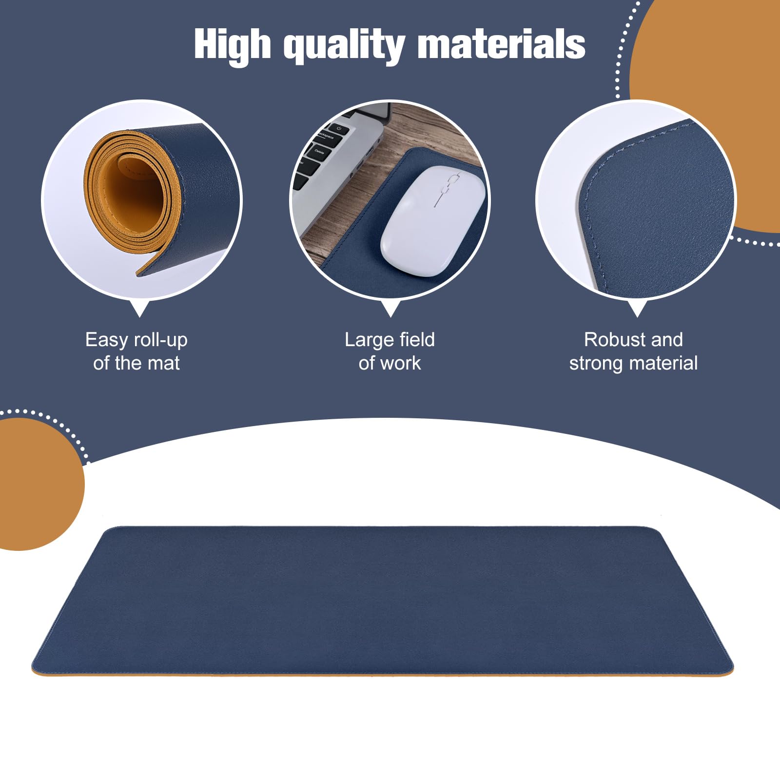 MumdoYAL Tapete de Escritorio, Alfombrilla de ratón, Desk Mat, tapete Impermeable de PU, 80 x 40 cm, Ideal para Oficina o hogar, de Doble Cara (Plata、Azul Cielo)