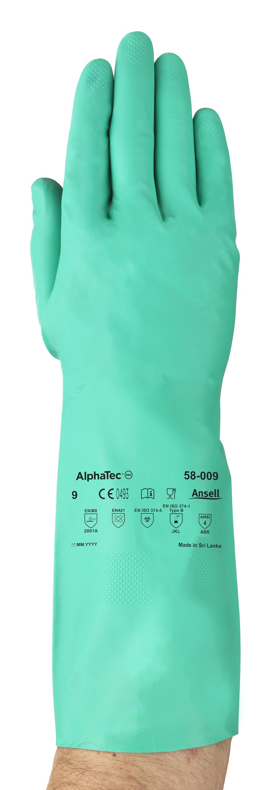 Ansell AlphaTec 58-009 Chemical Protection Gloves - Size 11, Green (Case of 144)