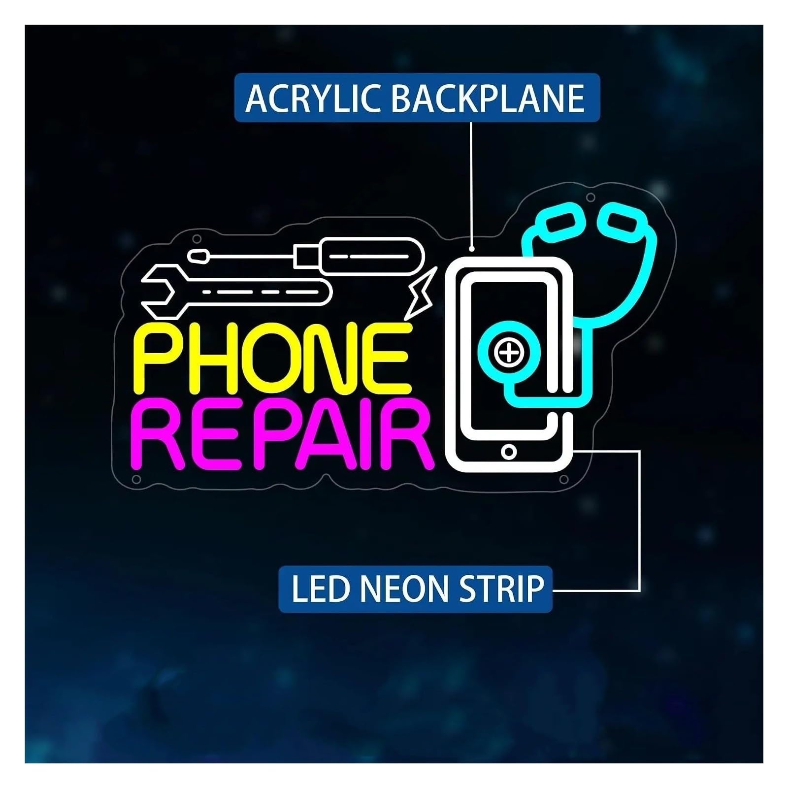 Insegna al Neon Insegna Al Neon LED "Phone Repair"