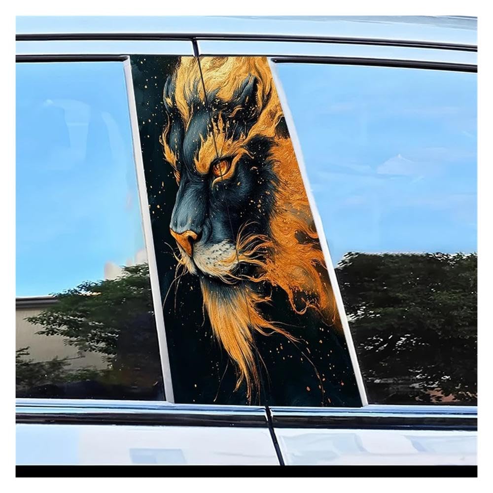 Car Parts 2pcs Car Center Pillar Protection Stickers Lion Face Pattern Scratch Resistant Film