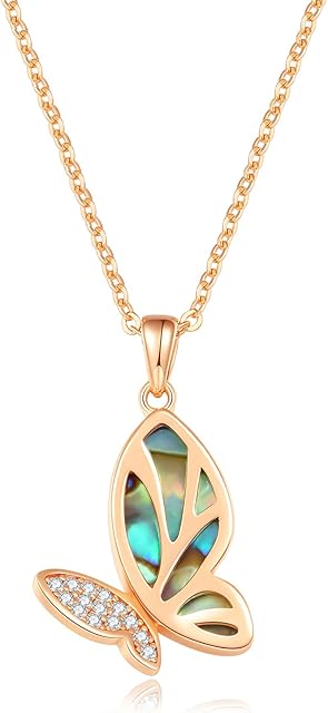 CDE Butterfly Necklaces for Girls Women Rose Gold Pendant Jewelry Gifts for Women Wife Mom Girlfriend Daughter Teenage Girls Birthday Christmas Valentine's Day Anniversary Graduation