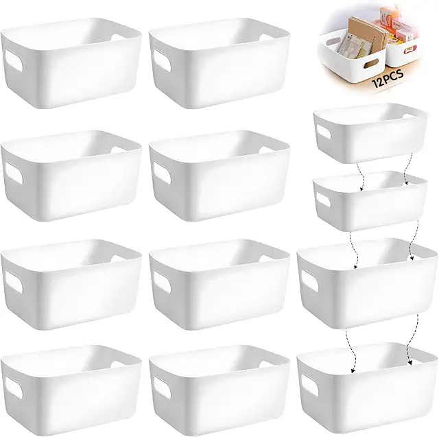 Cesto Organizador EUZLABBY 12Pcs - Cajas Almacenaje Plástico para Cocina, Oficina y Baño