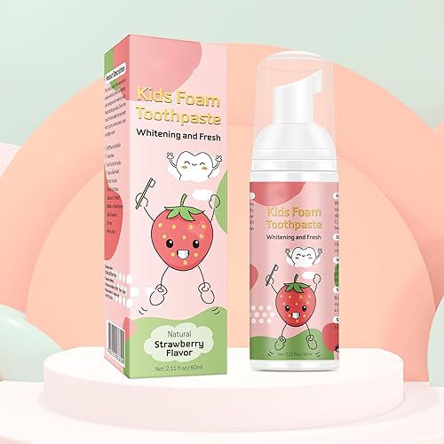 Miniatura 9 de Pasta de dientes de espuma para niños con cepillo de dientes en forma de U, fórmula natural, encías de limpieza profunda, cuidado bucal (fresa y