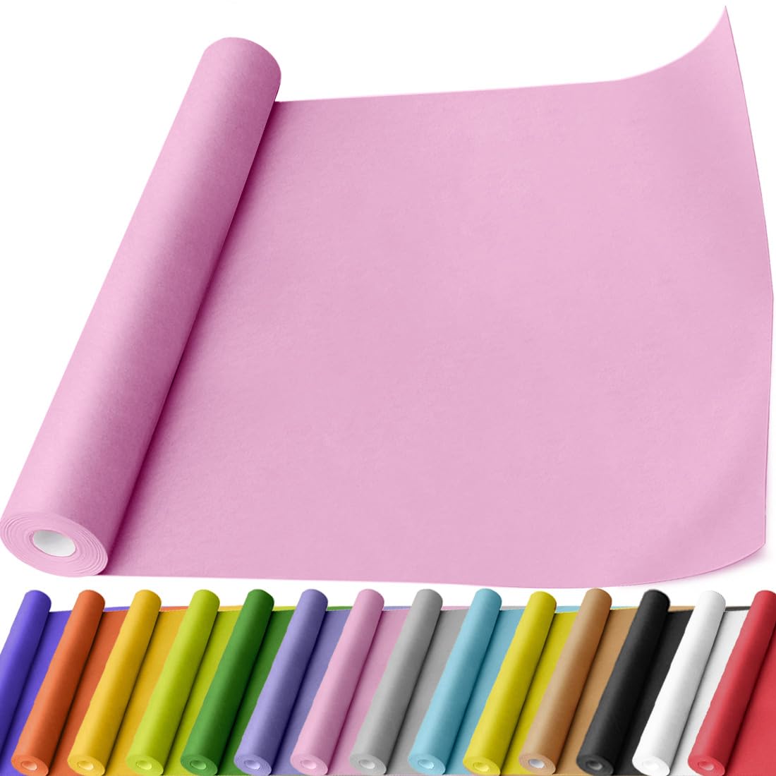 PerkHomy Light Pink Kraft Paper Roll 17.5" x 760" (63') for Gift Wrapping Bouquet Flower Art Painting Craft Writing Packaging Shipping 80GSM 55LB (Light Pink, 17.5" x 63')