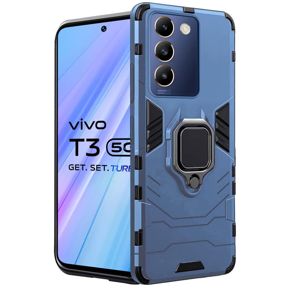 TheGiftKart Tough Armor Bumper Back Case Cover for Vivo T3 5G / Y200e 5G | Ring Holder & Kickstand in-Built | 360 Degree Protection Back Case Cover for Vivo T3 5G / Y200e 5G (PC & TPU, Greyish Blue) (B0CZ3N34RT) Amazon Price History, Amazon Price Tracker