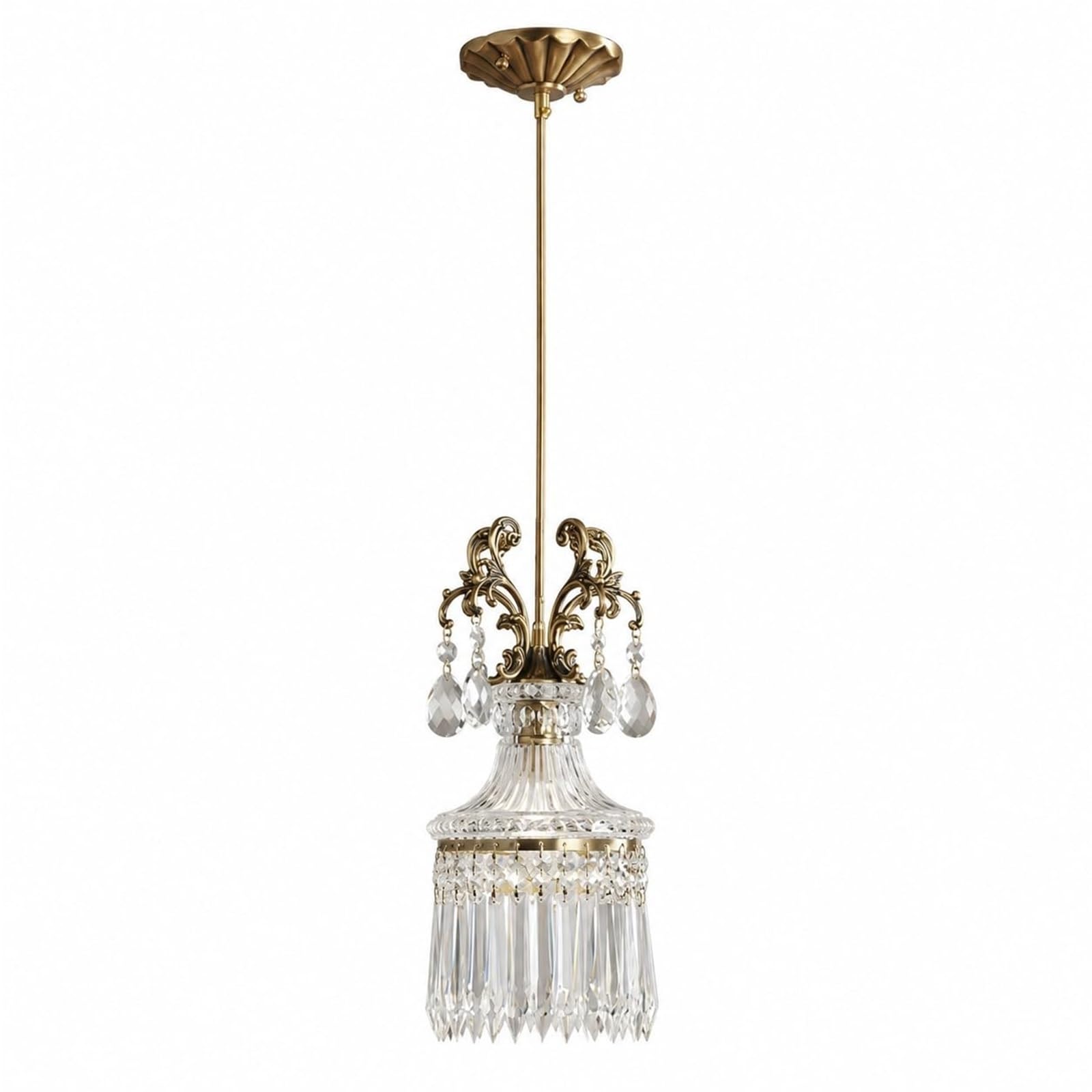 LUOYAOB Crystal Pendant Light Brass Chandelier Hanging Ceiling Light Glass Shade Drop Lamp E12 E14 Lighting Fixture for Kitchen Island Dining Room Bedroom Hallway Entryway