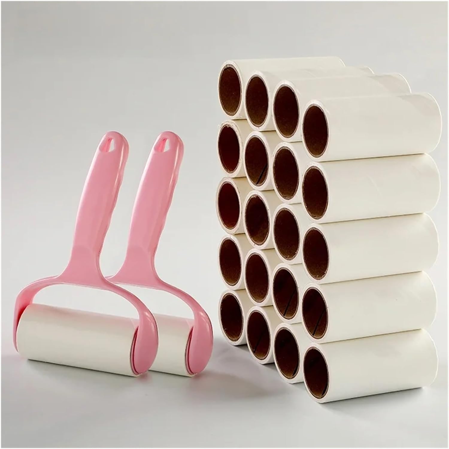 Fit for Replaceable Handle Sticky Hair Roller for Pet Hair Removal - Ideal for Cats and Dogs(Pink 2 handles+20 rolls of paper [1200 tears in total])