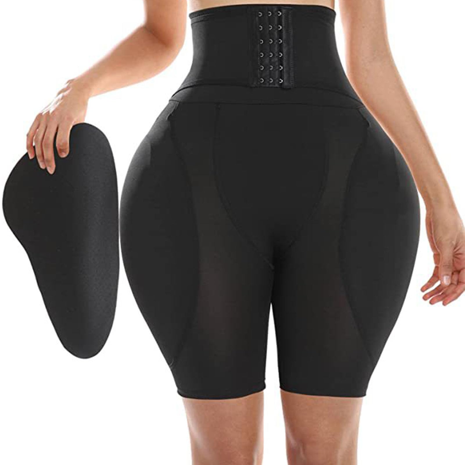 WLXFF Women Body Shaper Padded Butt Lifter Panty, High Waisted Padded Panties Hip Enhancer Body Shaper, Shorts Figure Shaping Underwear With Removable Hip Pads
