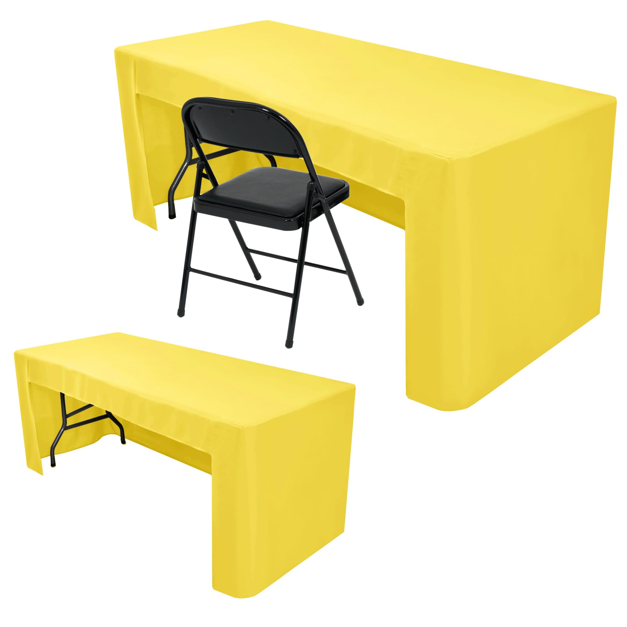 Nasitos 2 Pack 8' Fitted Table Cloth for Rectangular Tables - Yellow Trade Show Covers With Open Back, Washable and Wrinkle Resistant for Parties, Buffet, Baby Shower, Weddings โ image 1