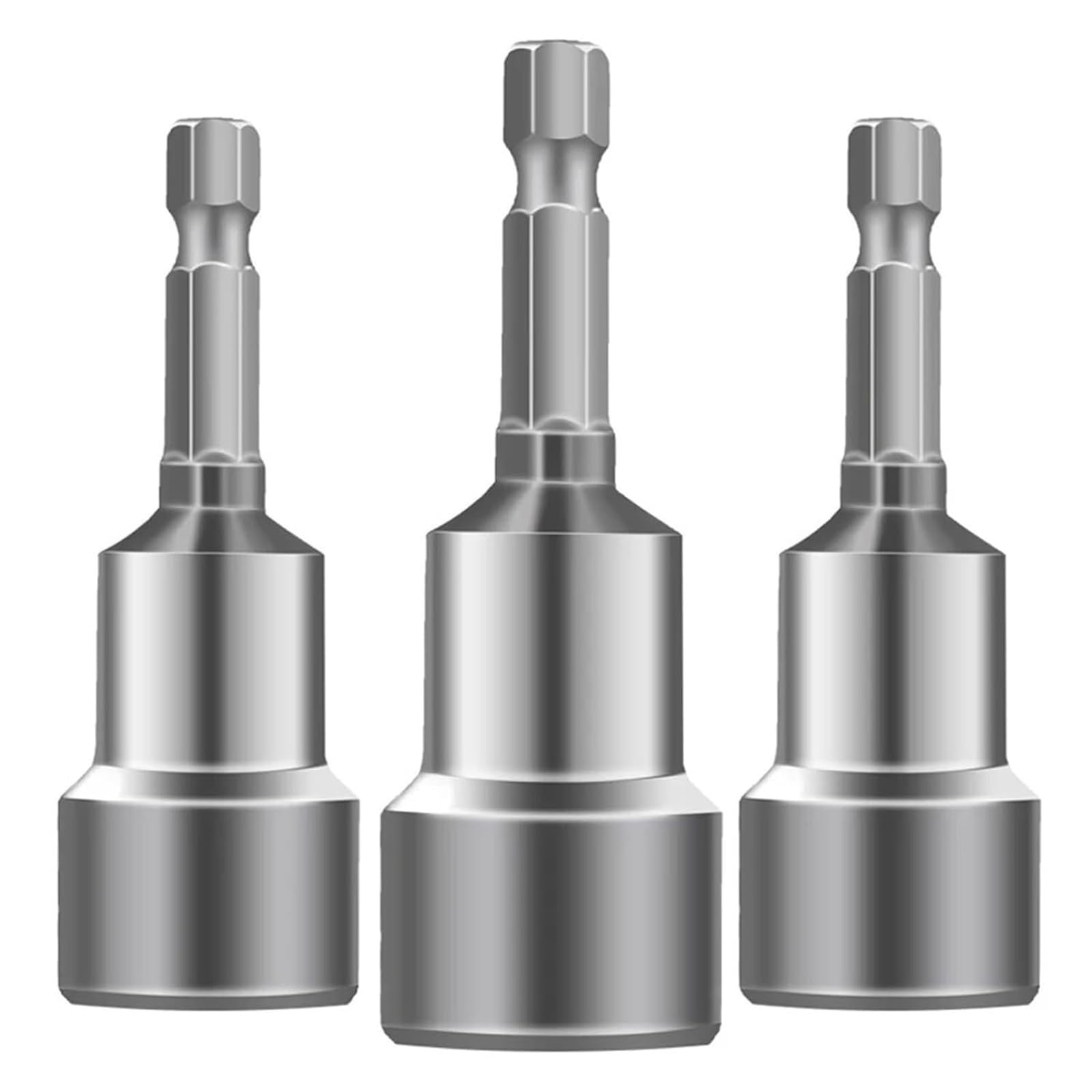 Set di bussole magnetiche da 6-19 mm, adattatore con codolo esagonale da 1/4" per trapano elettrico e avvitatore a percussione (6-14 mm)