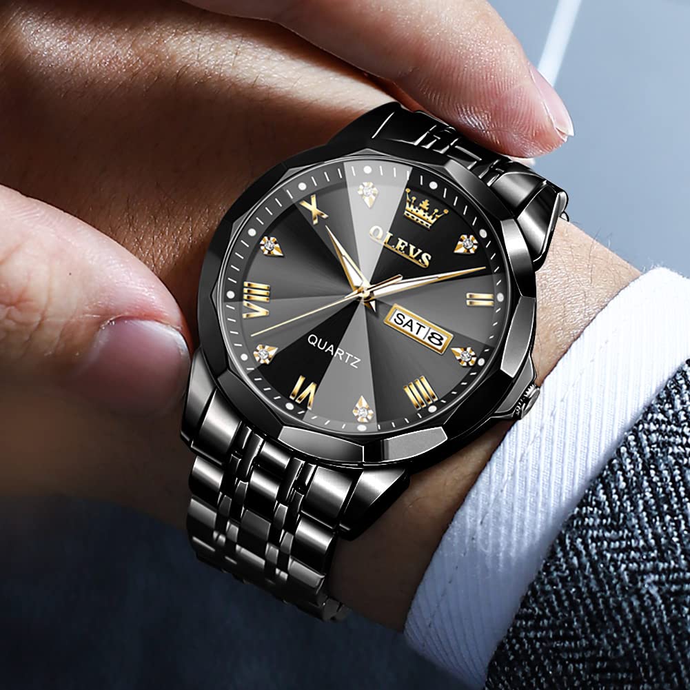 OLEVS Herrenuhren Lederarmband Chronograph Japanische Quarz Herren Uhr mit Datum Wasserdicht Klassische Elegantes Armbanduhr Herren Geschenk
