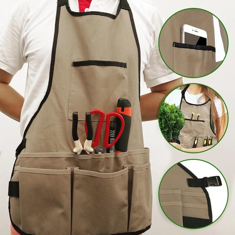 Grembiule da lavoro, grembiule per attrezzi, Grembiule da lavoro Grembiule da giardino Tela utile Grembiule da lavoro resistente Grembiule protettivo impermeabile Cinghie incrociate sul retro Attrezzo