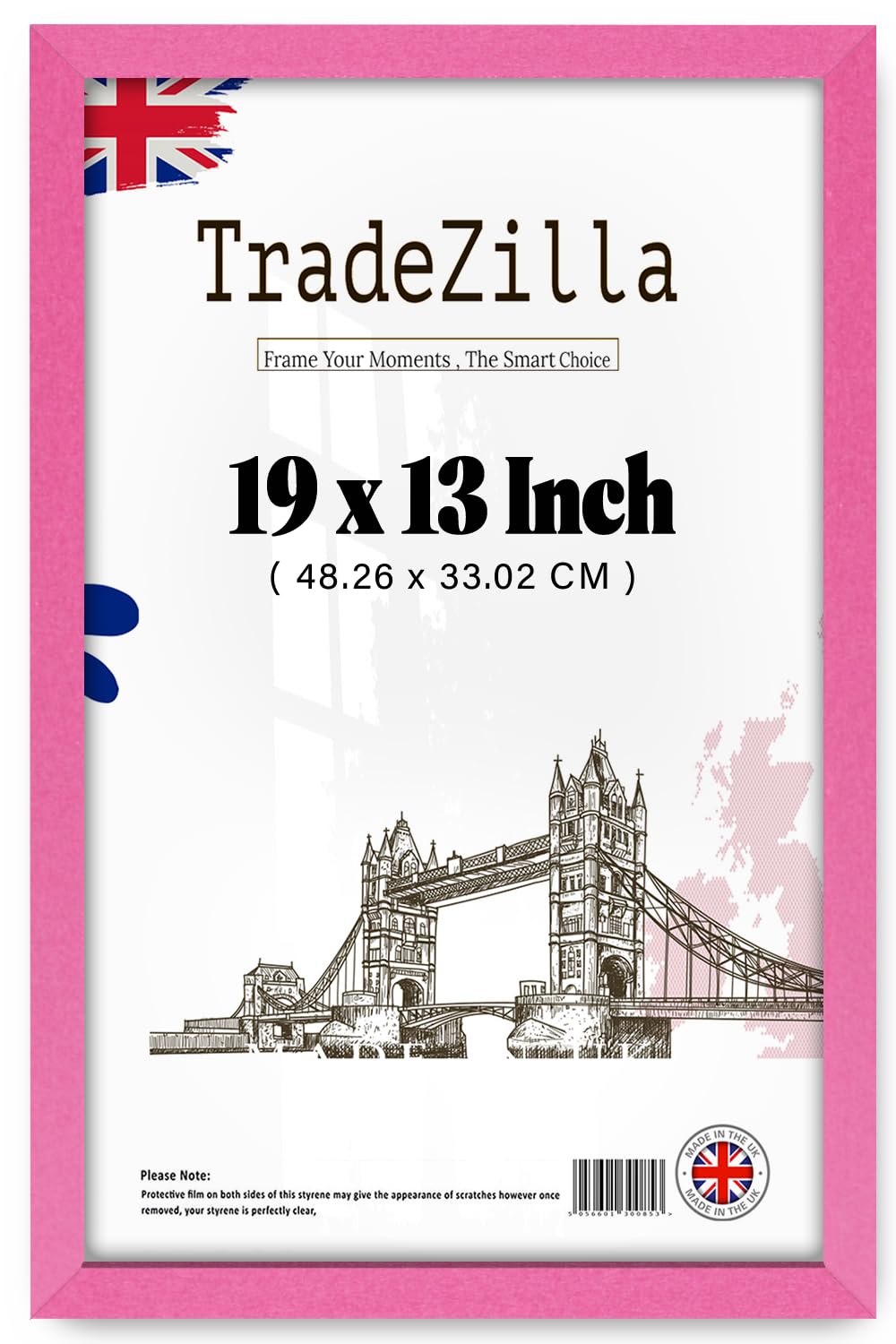 Tradezilla Pink | (48.26 X 33.02 Cm) Poster Frame - 482.6 X 330.2 Mm Photo Frame For Posters And Prints – Solid Eton Wood, Home Décor 1' 7" X 1' 1" [ ]