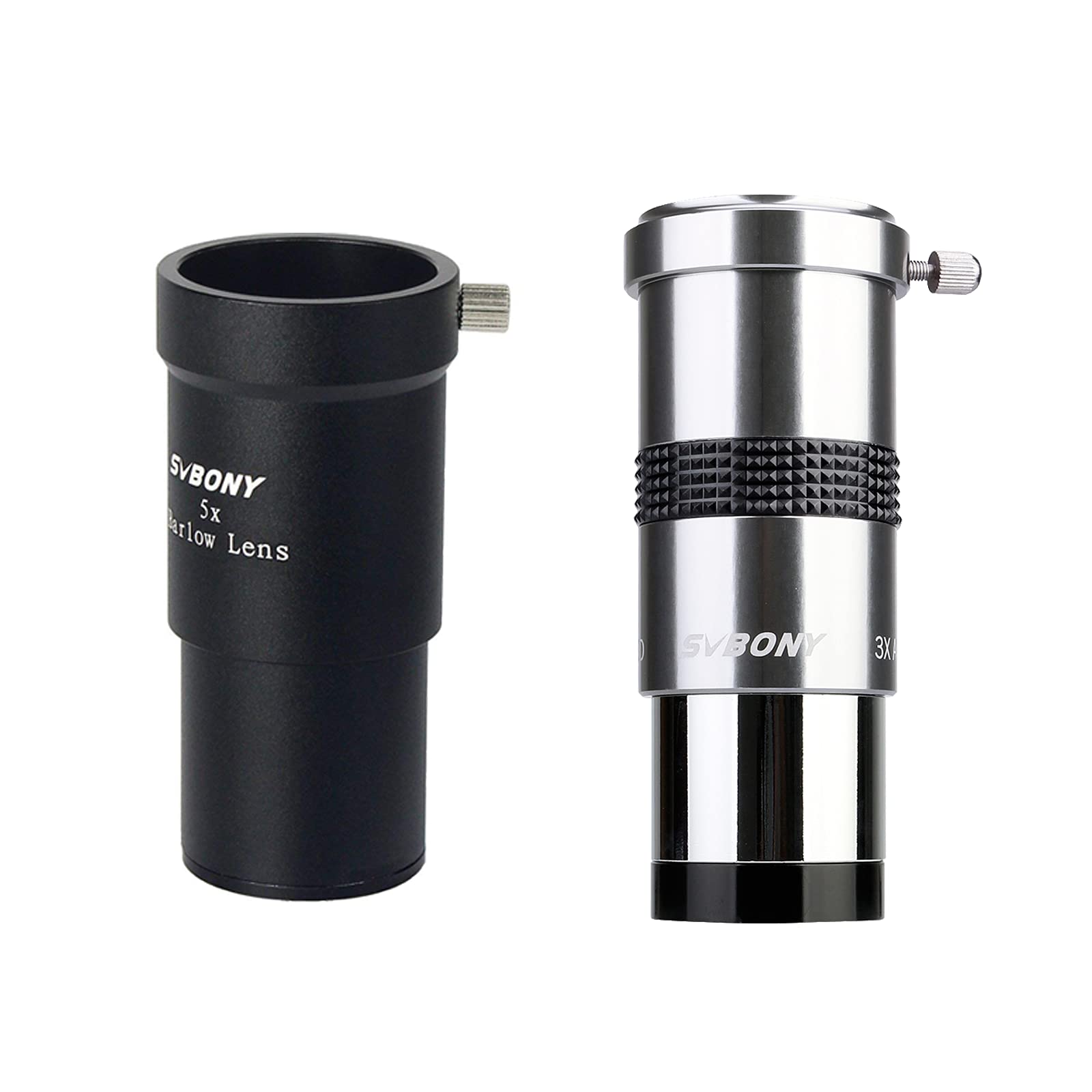SVBONY Barlow Lens 5X Bundle with 3X Barlow Lens 1.25 inch Telescope Accessory Fully Multi-Coated Barlow Eyepiece with Internal Brass Ring