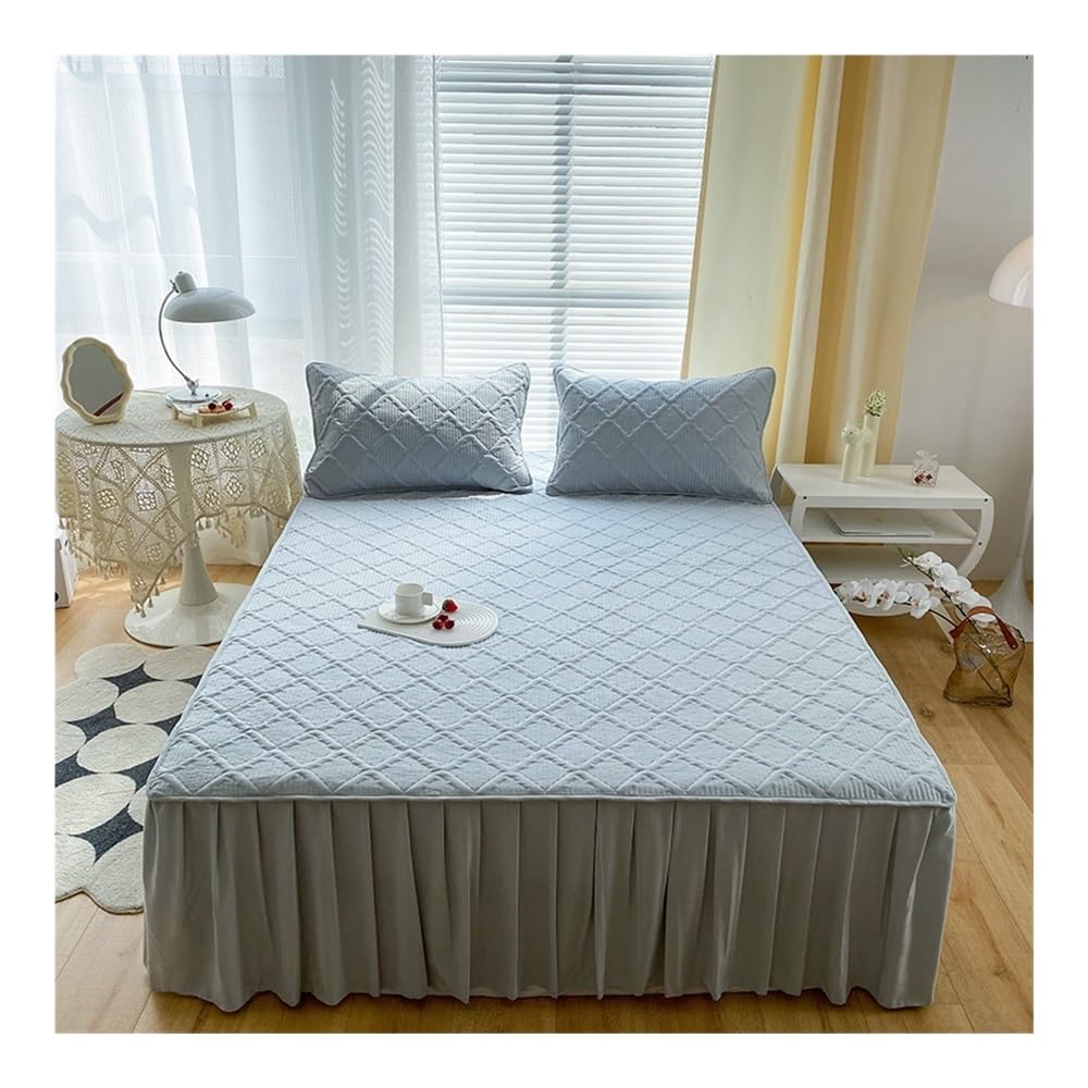 VONCYKI Cache-Sommier Plissé Crème 140x190 Cm – Tissu Microfibre Infroissable, Hauteur 35 Cm, Doux & Résistant Décoloration – Literie Élégante