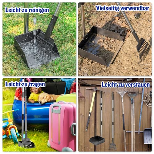 Snagle Paw Hundekotsammler, Abnehmbares 2 Stück Hundekotschaufel Für Garten, Gras, Pooper und Harke Metall Rechen Kehrschaufel für Große Mittlere Hunde mit Lange Verstellbare Griff Rake Waste Removal