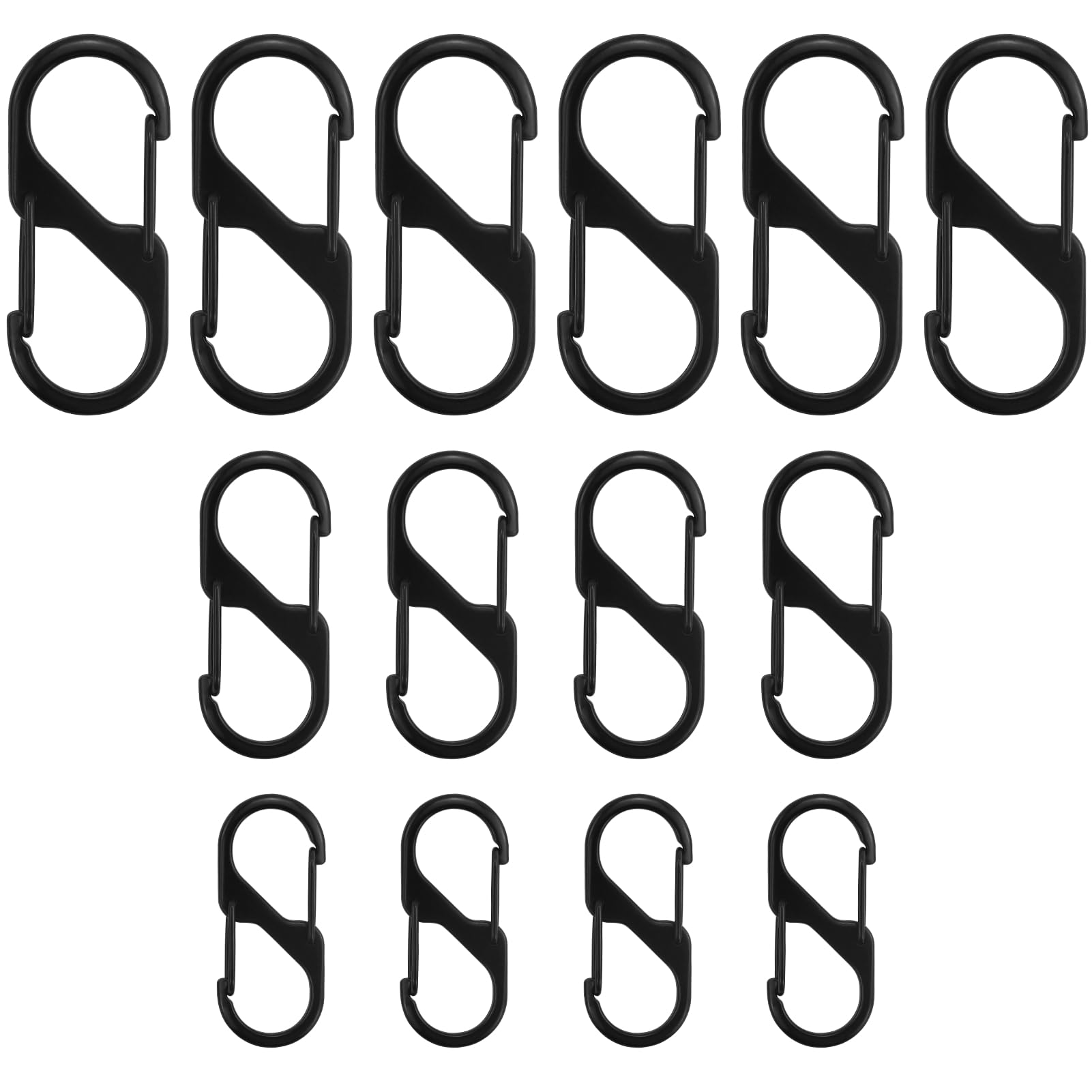 RESTALLADNWEST 14PCS Zipper Lock Clips Theft Deterrent Dual Opening Zipper Clips Zipper Pull Quick Disconnect Carabiner for Luggage Backpack (Black, 30mm, 40mm, 50mm)